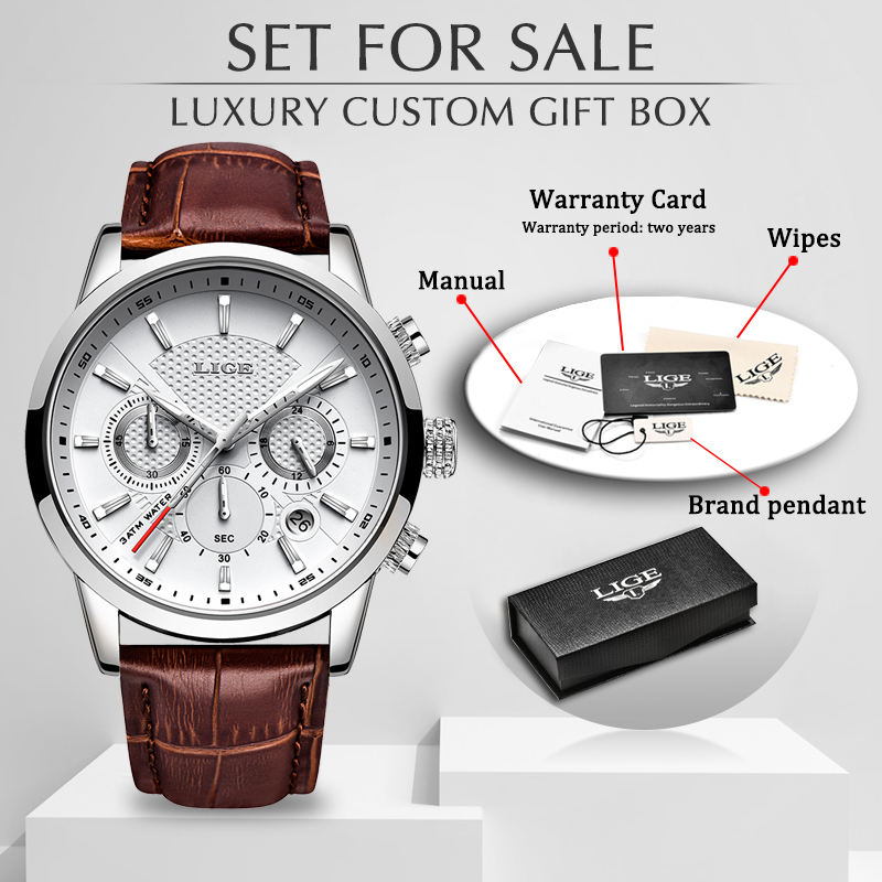 LIGE Top Brand Luxury Fashion New Leather Strap Quartz Men Watches Casual Date Business Male Wristwatches Homme Montre Clock+Boxg, L gold blue
LIGE Top Brand Luxury Fashion New Leather Strap Quartz Men Watches Casual Date Business Male Wristwatches Homme Montre Clock+Boxg, L gold blue