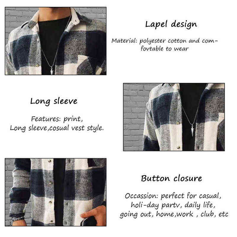 Men's Fashion Spring Plaid Casual Flannel Shirts Man Long Sleeve Soft Comfort Slim Fit Styles Men er Down Jacket Cardigan Shirt 211202