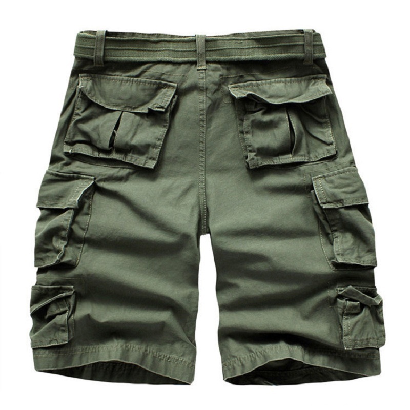 Summer Cargo Shorts Men Many Pocket Camouflage Half Trousers Short Casual Loose Camo Shorts Knee length With Belt Bermuda Male 210518