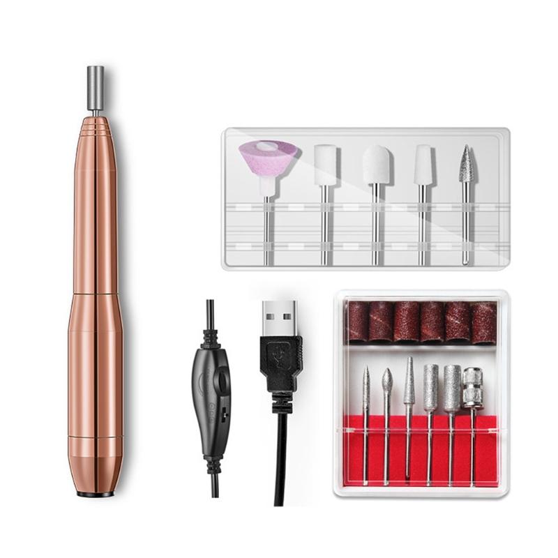 Nail Drill & Accessories Q1QD USB File Machine Portable Manicure Pedicure With Sanding Bands Professional Polishing Tools For Home Salon