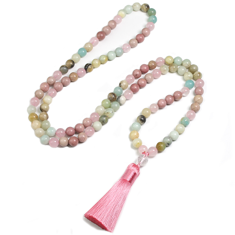 Natural 8mm Rhodochrosite and Amazonite Beads Necklace Peaceful Heart 108 Bead Mala Jewelry Buddha Prayer Bracelet Womens
Natural 8mm Rhodochrosite and Amazonite Beads Necklace Peaceful Heart 108 Bead Mala Jewelry Buddha Prayer Bracelet Womens