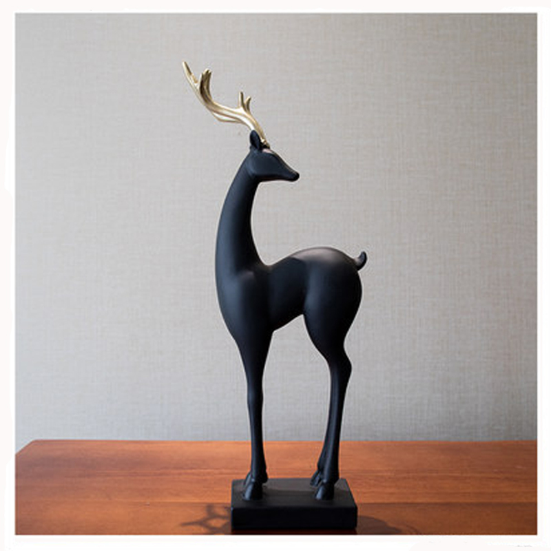 Deer Home Decoration Accessories European Living Room Decorative Figurine Cabinet Creative Resin Desktop Ornaments 210414
