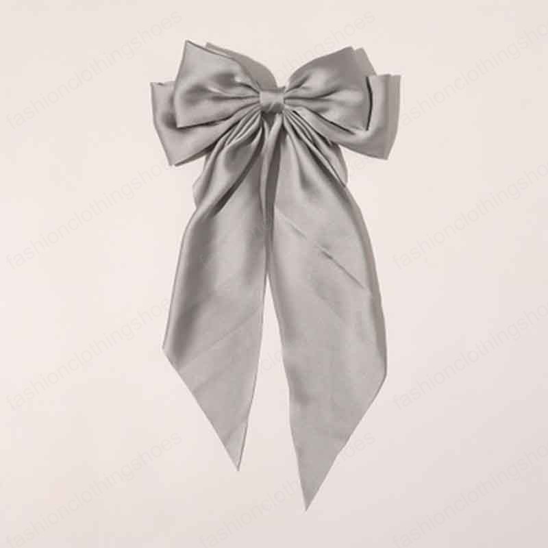 2021 Fashion Bowknot Streamer Hairpin Woman Girls Satin Ribbon Barrette Bow Back Head Spring Clip Headwear Female Hair Accessories