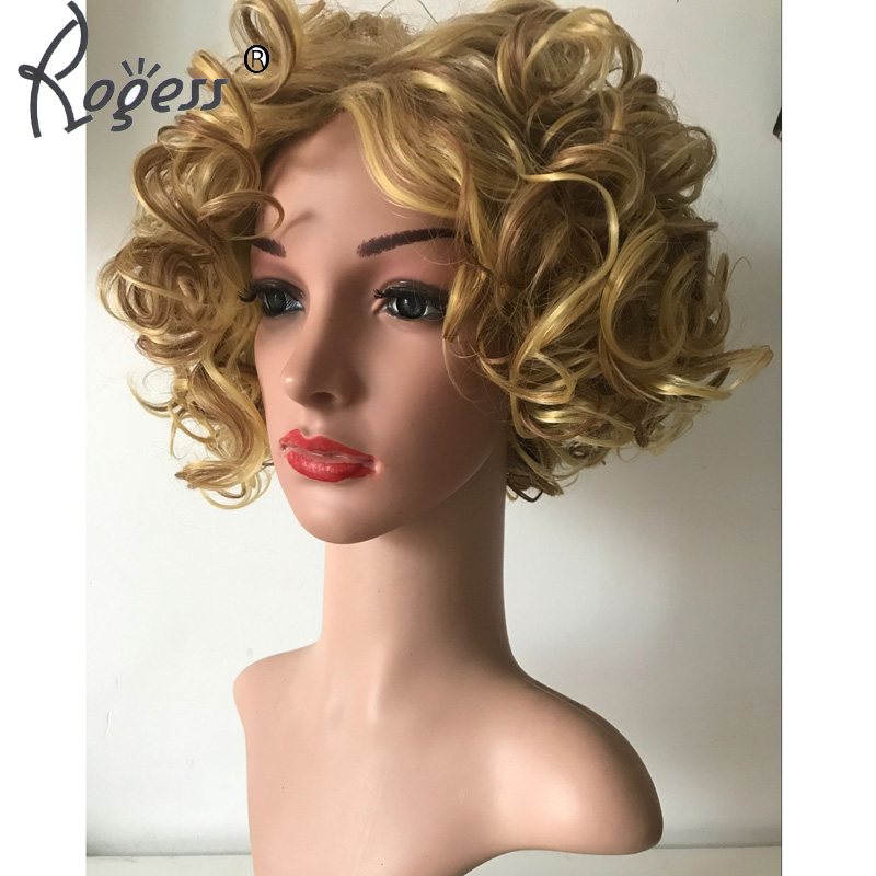 Fashion Short Curly Synthetic BOB wig Blond Natural Wave Hair wigs for women