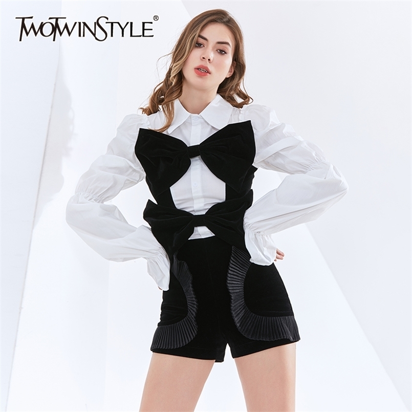 Sweet Style Shirts For Women Lapel Puff Long Sleeve Ruched Patchwork Bow Hit Color Loose Blouse Female Clothes 210524, Aspicture
Sweet Style Shirts For Women Lapel Puff Long Sleeve Ruched Patchwork Bow Hit Color Loose Blouse Female Clothes 210524, Aspicture