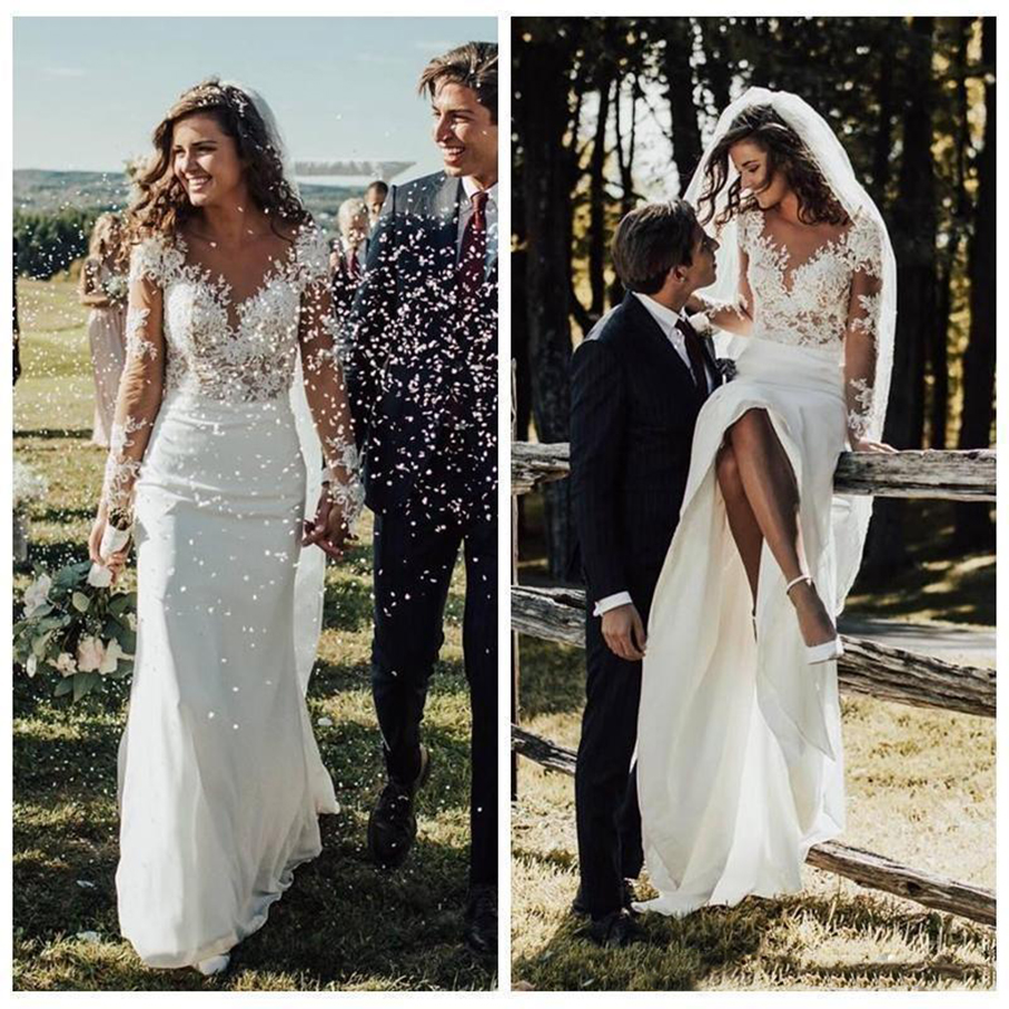 2021 Sexy Slim Bohemian Wedding Dresses Long Sleeves Lace Appliques Garden Bridal Gowns Customized Formal Long Robe De Mariee, Ivory
2021 Sexy Slim Bohemian Wedding Dresses Long Sleeves Lace Appliques Garden Bridal Gowns Customized Formal Long Robe De Mariee, Ivory
