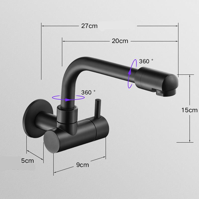 Arrival Basin Sink Faucet Fashion Wall Mounted Single Cold Water Tap With Gun Spray Mixer Chrome Black Multi-function Brass Bathroom Faucets