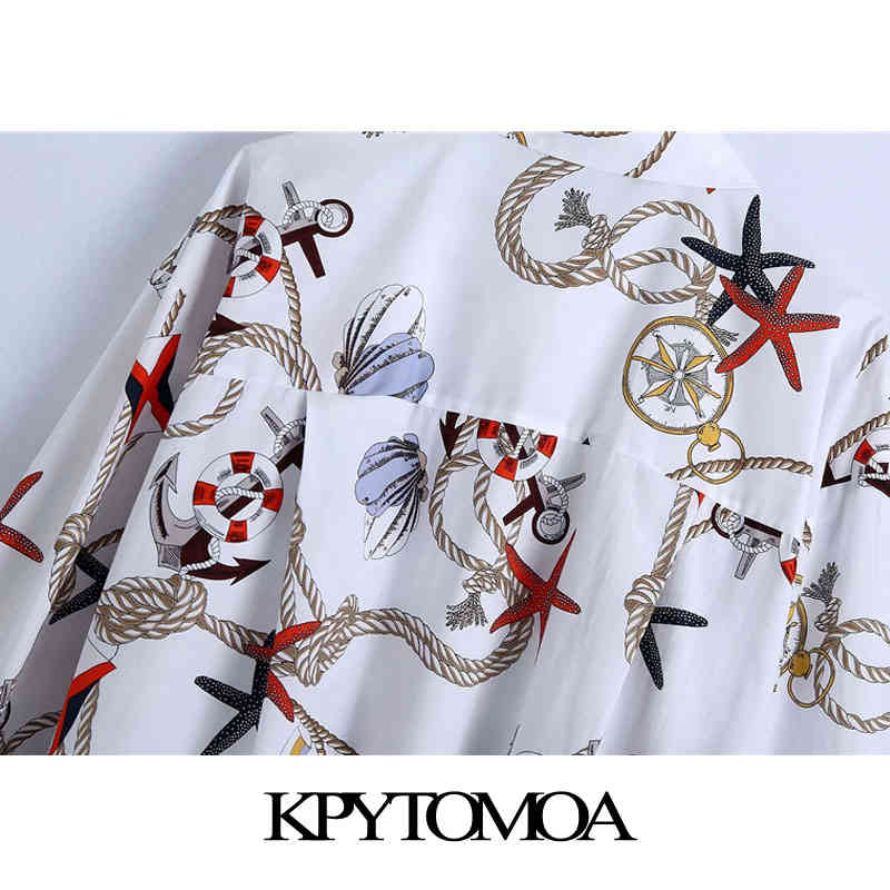 Women Fashion Oversized Printed Button-up Blouses Long Sleeve Side Vents Female Shirts Blusas Chic Tops 210420