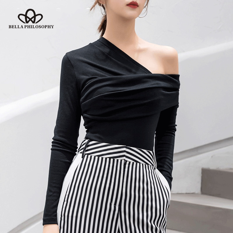Sexy Off Shoulder Asymmetric Women shirts Tops Female Slim Long Sleeve Fashion Black shirt Autumn 210519, White t-shirt
Sexy Off Shoulder Asymmetric Women shirts Tops Female Slim Long Sleeve Fashion Black shirt Autumn 210519, White t-shirt