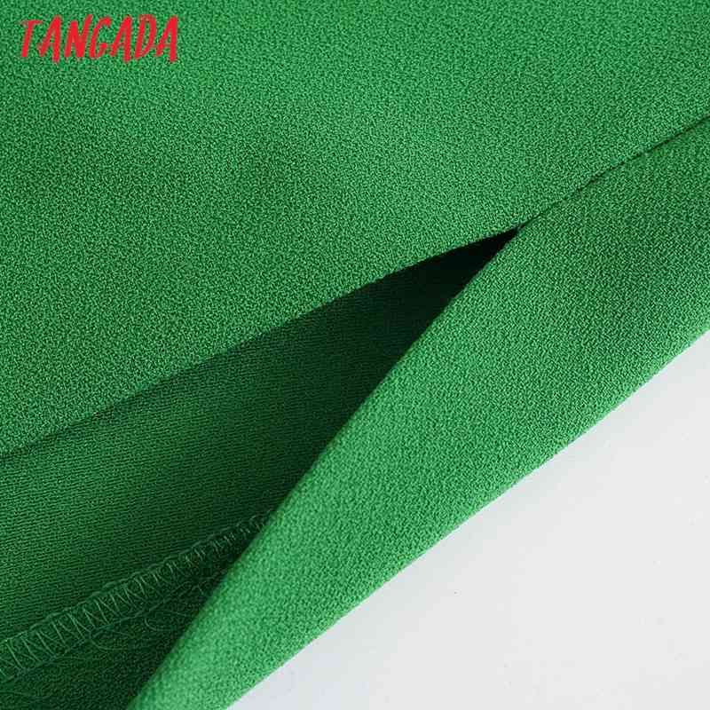 Women Chic Fashion Green Office Elegant Midi Dress Vintage Long Sleeve Zipper Female Dresses Vestidos BE470 210416
