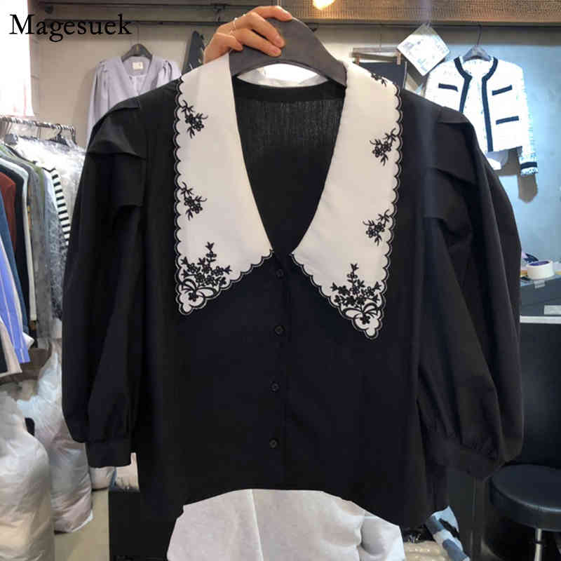 Korean Summer Women's Clothing Fashion Embroidery Blouse Blusas Solid Puff Short Sleeve Floral Shirt Women Loose Tops 14172 210518, White
Korean Summer Women's Clothing Fashion Embroidery Blouse Blusas Solid Puff Short Sleeve Floral Shirt Women Loose Tops 14172 210518, White