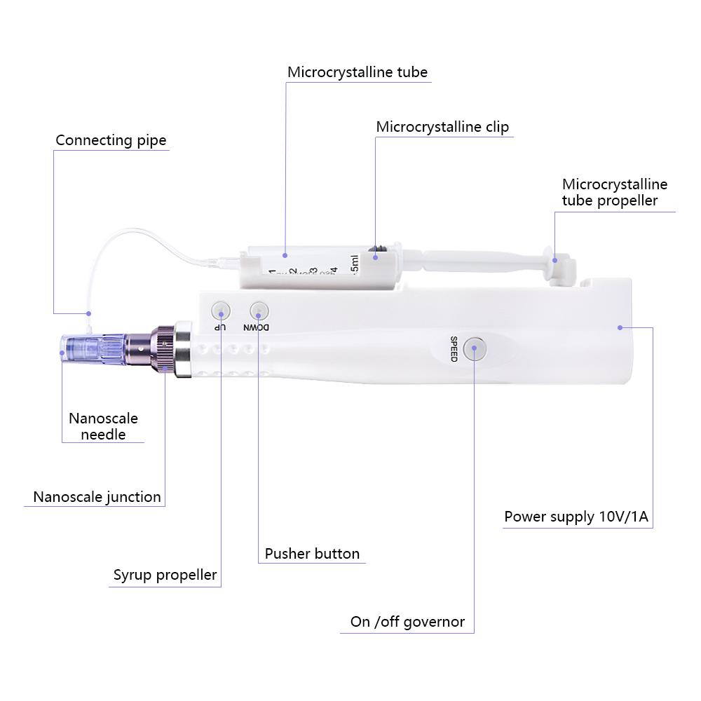 2 in 1 Hydra Injector Derma Pen Nano Mesotherapy Microneedle dr Pen Mesogun Portable Smart Injector Pen Facial Treatment Machine