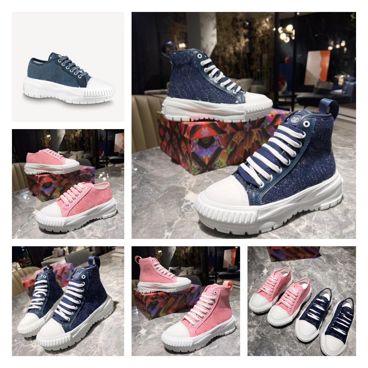 Designer Women's Casual Shoes SQUAD SNEAKER BOOT Canvas Sneakers Denim Double Laces Blue Pink Outdoor Shoes, Color 3
Designer Women's Casual Shoes SQUAD SNEAKER BOOT Canvas Sneakers Denim Double Laces Blue Pink Outdoor Shoes, Color 3