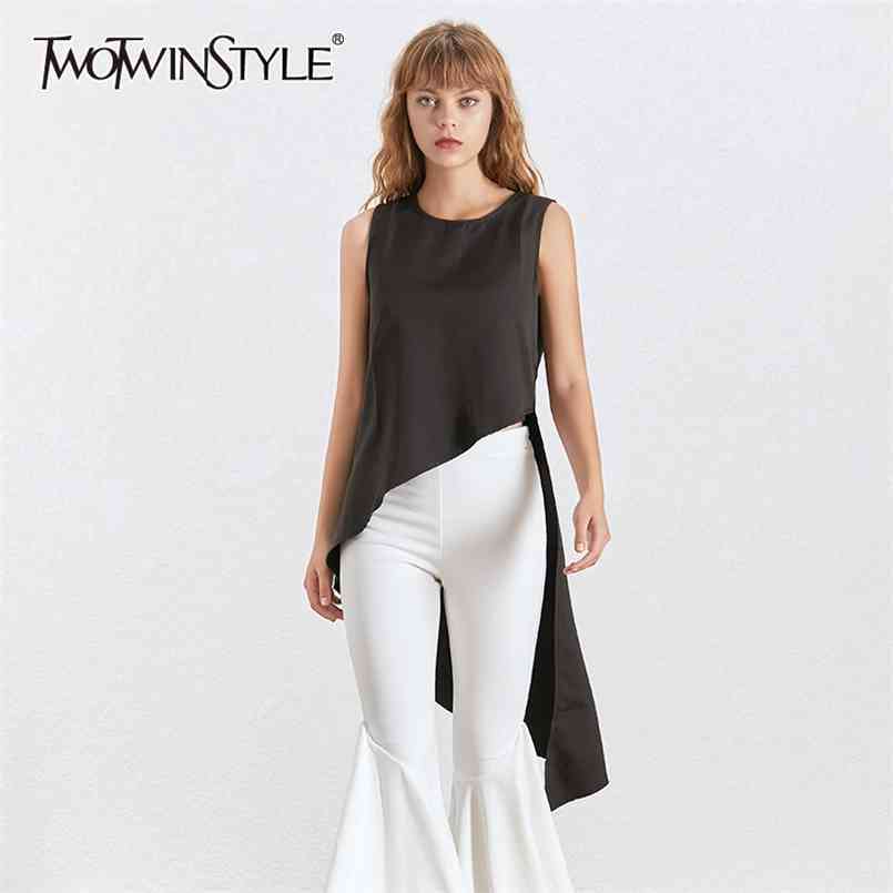 Black Irregular Hem Shirt For Women O Neck Sleeveless Casual Loose Blouse Female Fashion Clothing Summer 210524
Black Irregular Hem Shirt For Women O Neck Sleeveless Casual Loose Blouse Female Fashion Clothing Summer 210524