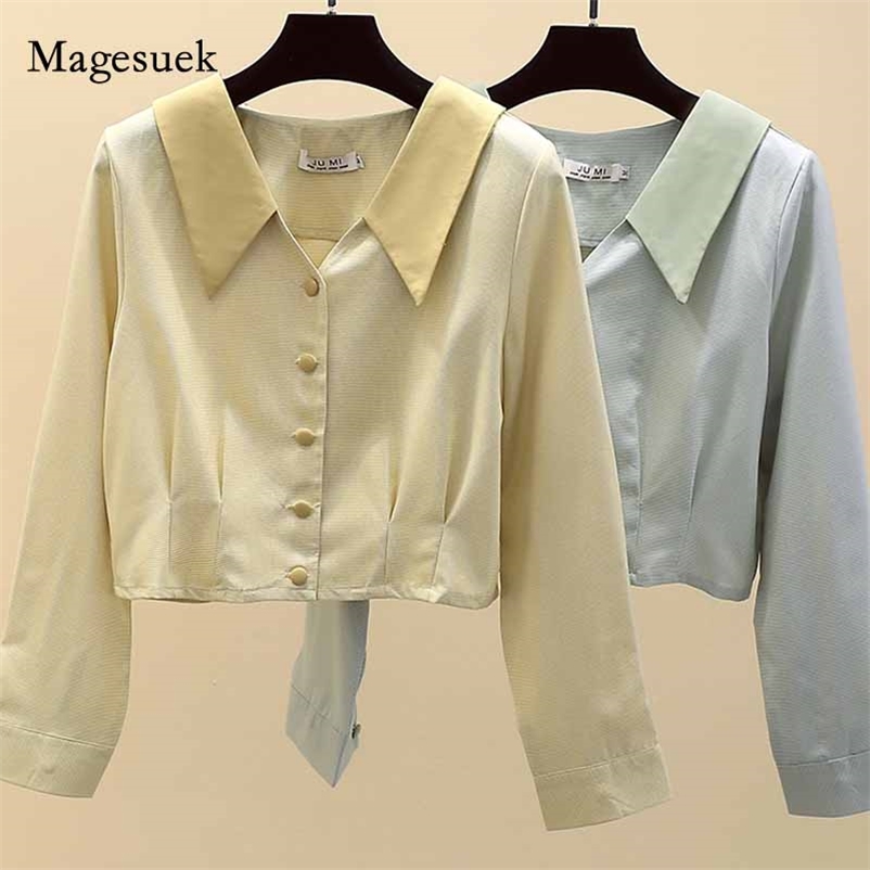 Autumn Women Cardigan Single-breasted Solid Slim Shirt Fashion Korean Doll Collar Blouse All-match Long Sleeve 11060 210518, Yellow
Autumn Women Cardigan Single-breasted Solid Slim Shirt Fashion Korean Doll Collar Blouse All-match Long Sleeve 11060 210518, Yellow