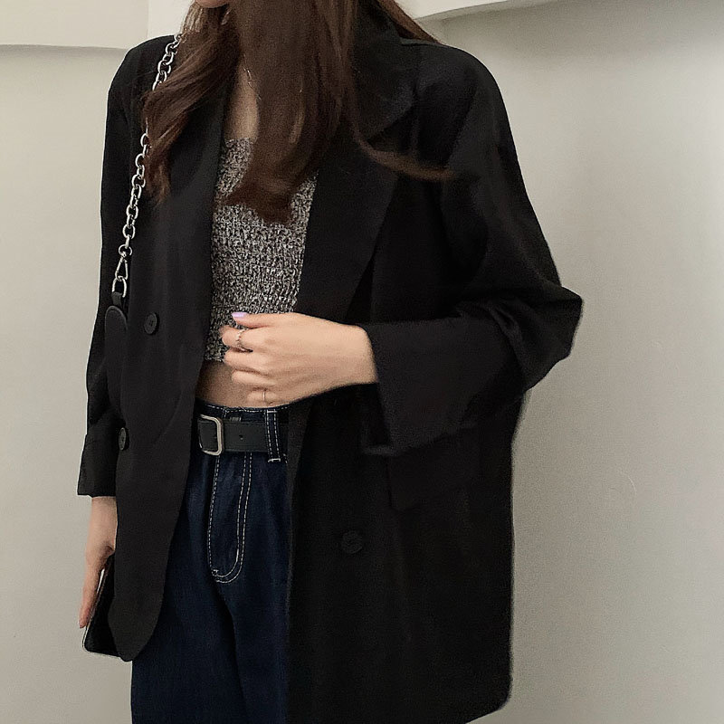 Office Lady Thin Sunscreen Women Solid Coats OL Summer Slim Loose Tops Streetwear Brief All Match Blazers 210421
