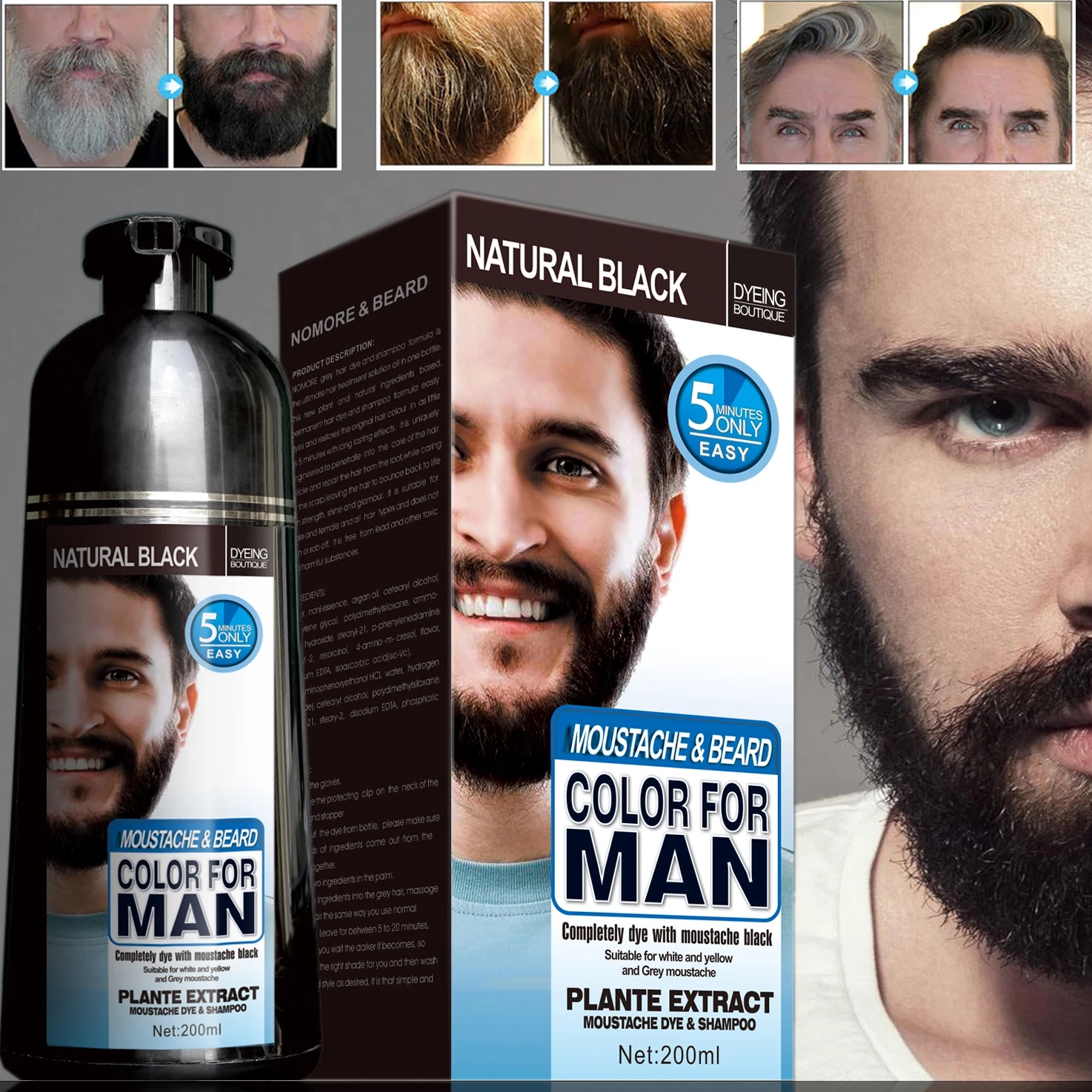 200ml Permanent Beard Dye Shampoo For Men Beard Dying Removal White Grey Beard Hair Men Natural Black Care Dye ShampooScou
200ml Permanent Beard Dye Shampoo For Men Beard Dying Removal White Grey Beard Hair Men Natural Black Care Dye ShampooScou