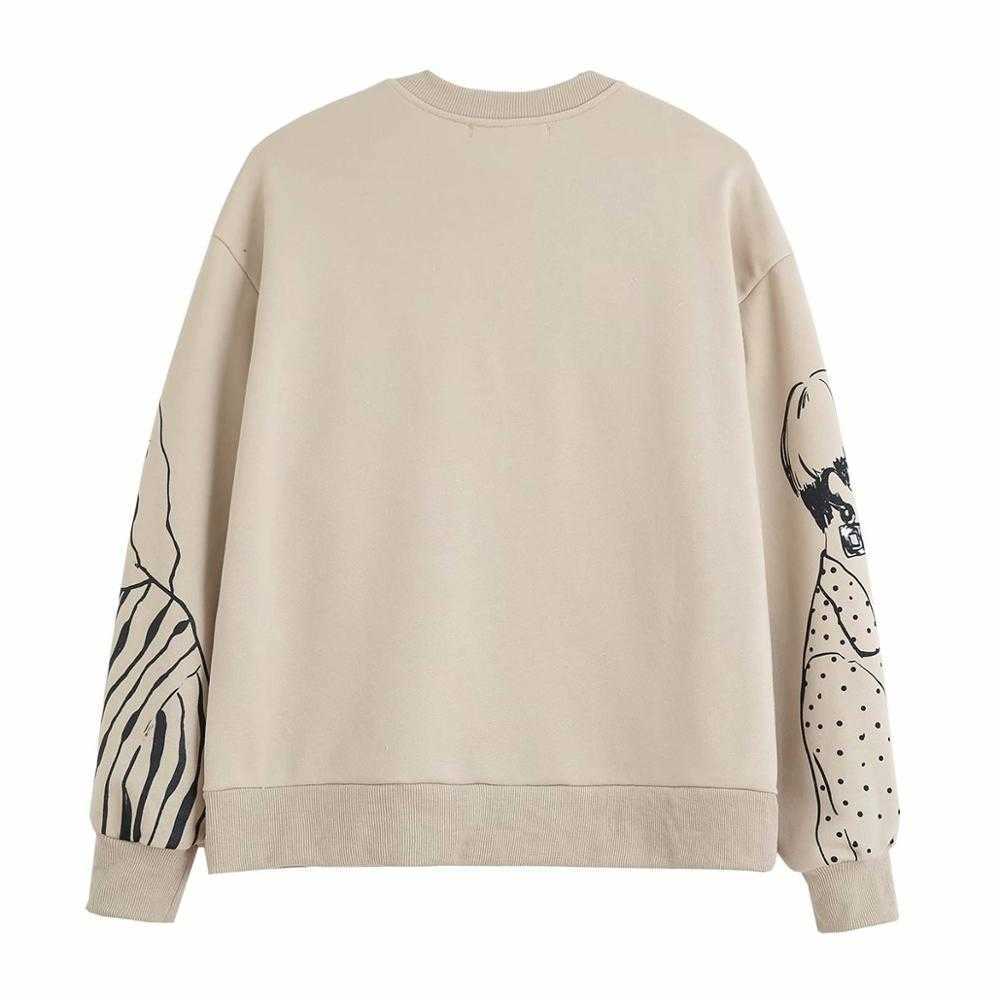 Women Sweatshirts Beautiful Girls Printed Long Sleeves O-Neck Chic Lady Fashion Casual Woman Pullover Hoodie Tops 210816