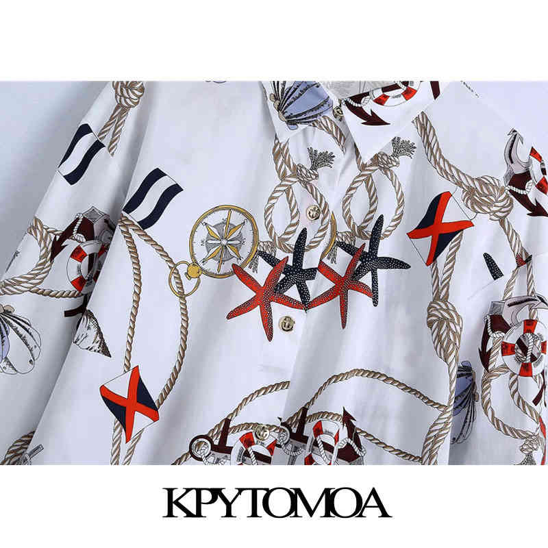 Women Fashion Oversized Printed Button-up Blouses Long Sleeve Side Vents Female Shirts Blusas Chic Tops 210420