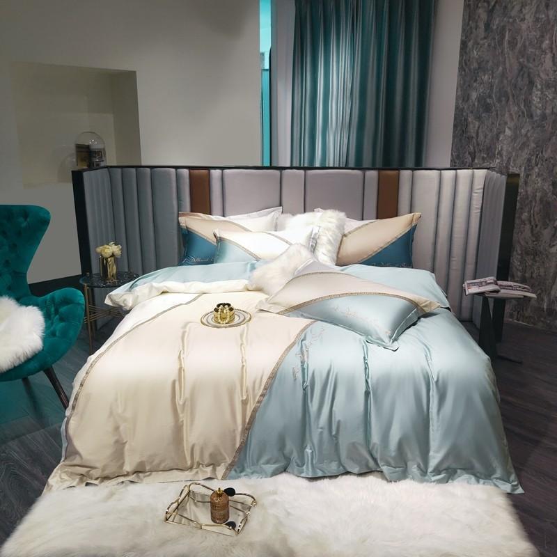 4Pcs 1000TC Long-staple Cotton Stitching Gold Embroidered Patchwork Duvet Cover Bedding Set Bed Sheet Pillowcases Queen King Sets