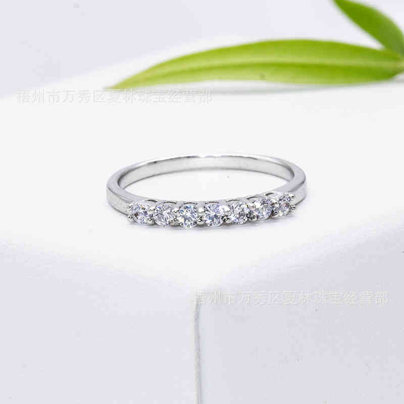 2021 28 Points 7 Small Stone Mossan Ring Women's S925 Silver Plated Index Finger