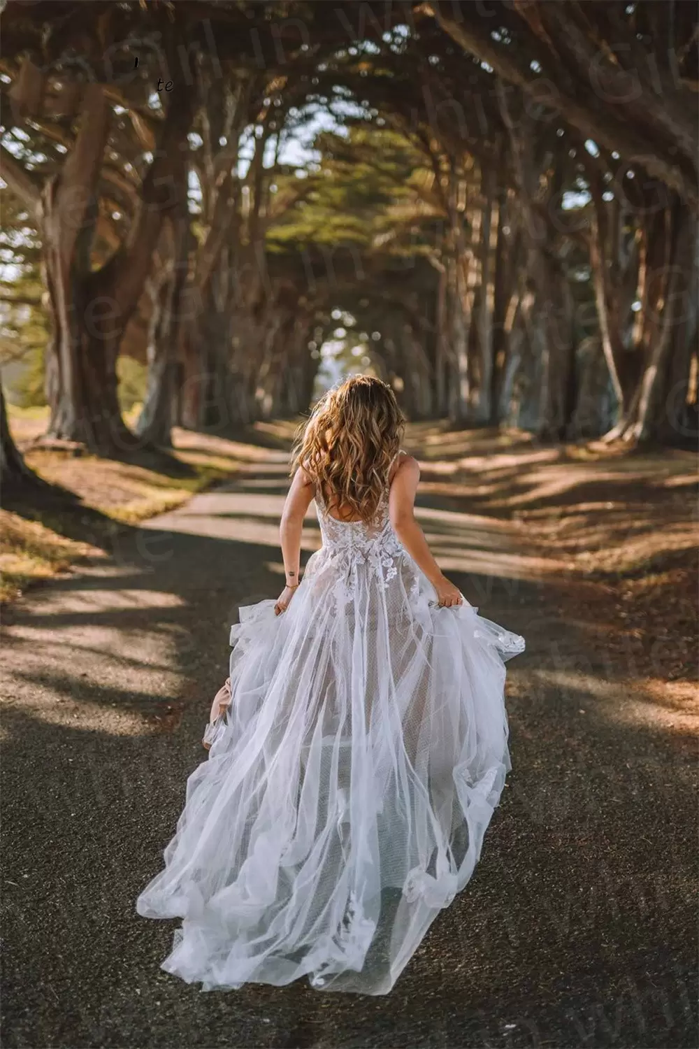 Boho Country Wedding Dresses Bridal Gown Spaghetti Straps A Line Tulle Lace Applique Sweep Train Custom Made Plus Size Vestidos De Novia 401