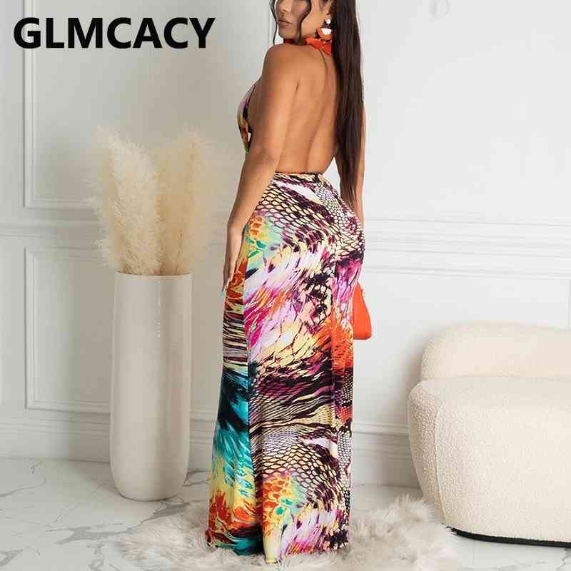 Sleeveless Fish Scale Printed Mermaid Dress Elegant Eveninbg Party Maxi Dresses 210702