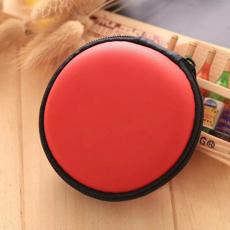 Zippered Portable Round Shape Earphone Bag Headset box Hand Spinner Earphone Case hard USB Cable Organizer