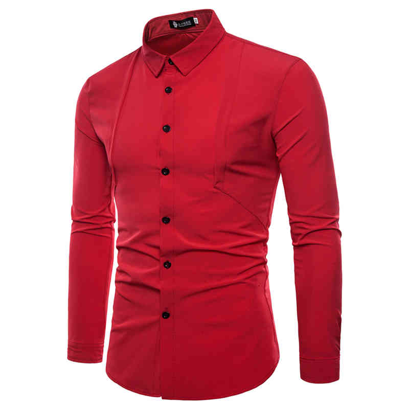 Men's Casual Shirts spring autumn long-sleeved shirt youth casual solid Single Breasted Joker long sleeve camisa social s 5DDQ, Red
Men's Casual Shirts spring autumn long-sleeved shirt youth casual solid Single Breasted Joker long sleeve camisa social s 5DDQ, Red