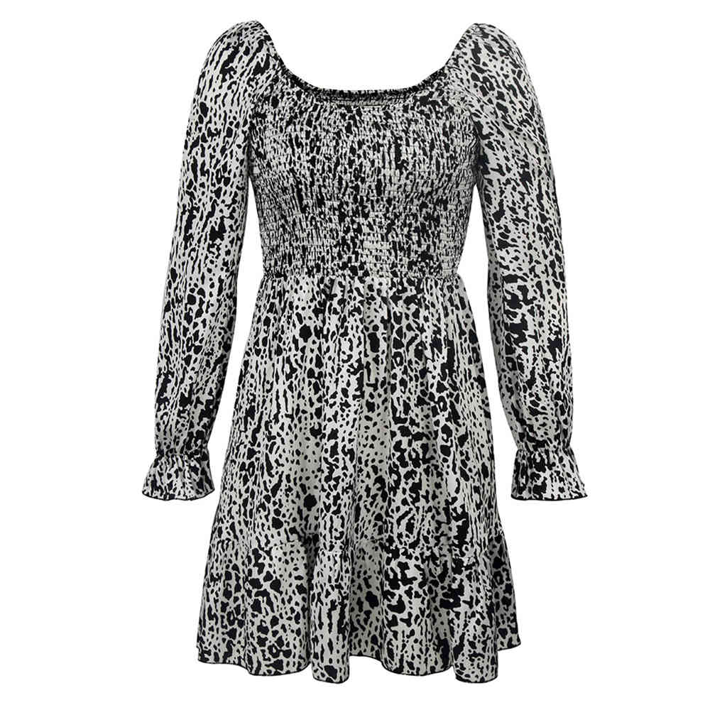 French Square Neck Dress White Elegant Ladies Floral Print Ruched Mini Short Clothes For Women Fall Autumn New Arrival 210415