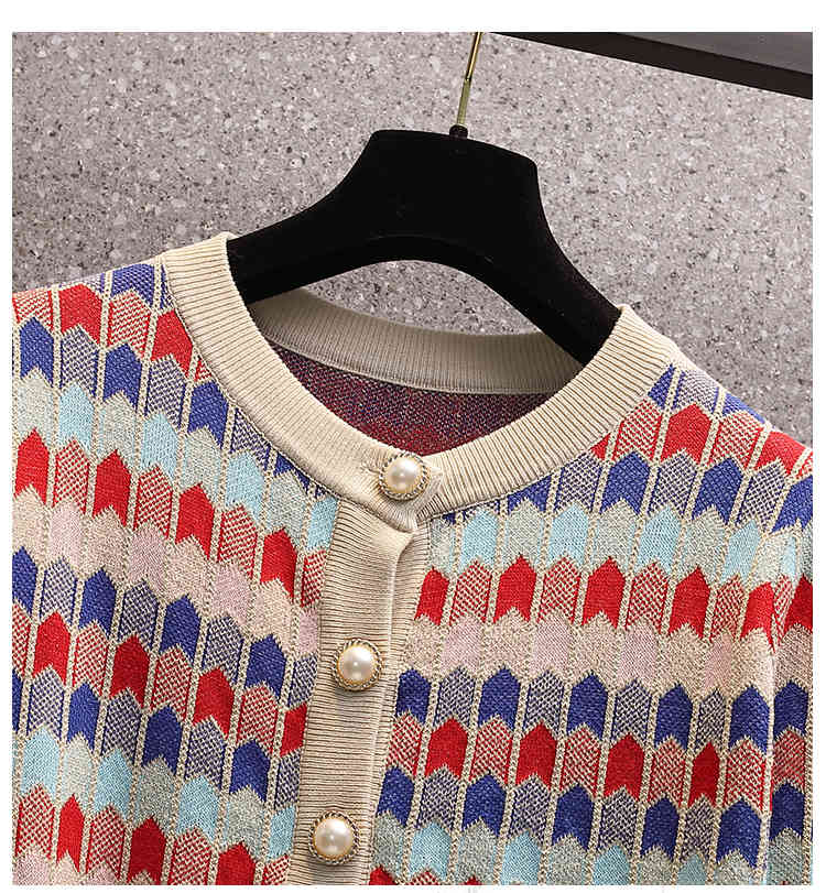 Fashion Knitted Sweater Skirt Two piece set Women's Casual Elegant Single-Breasted Cardigan + A-line Mini Skirts Outfits 210518