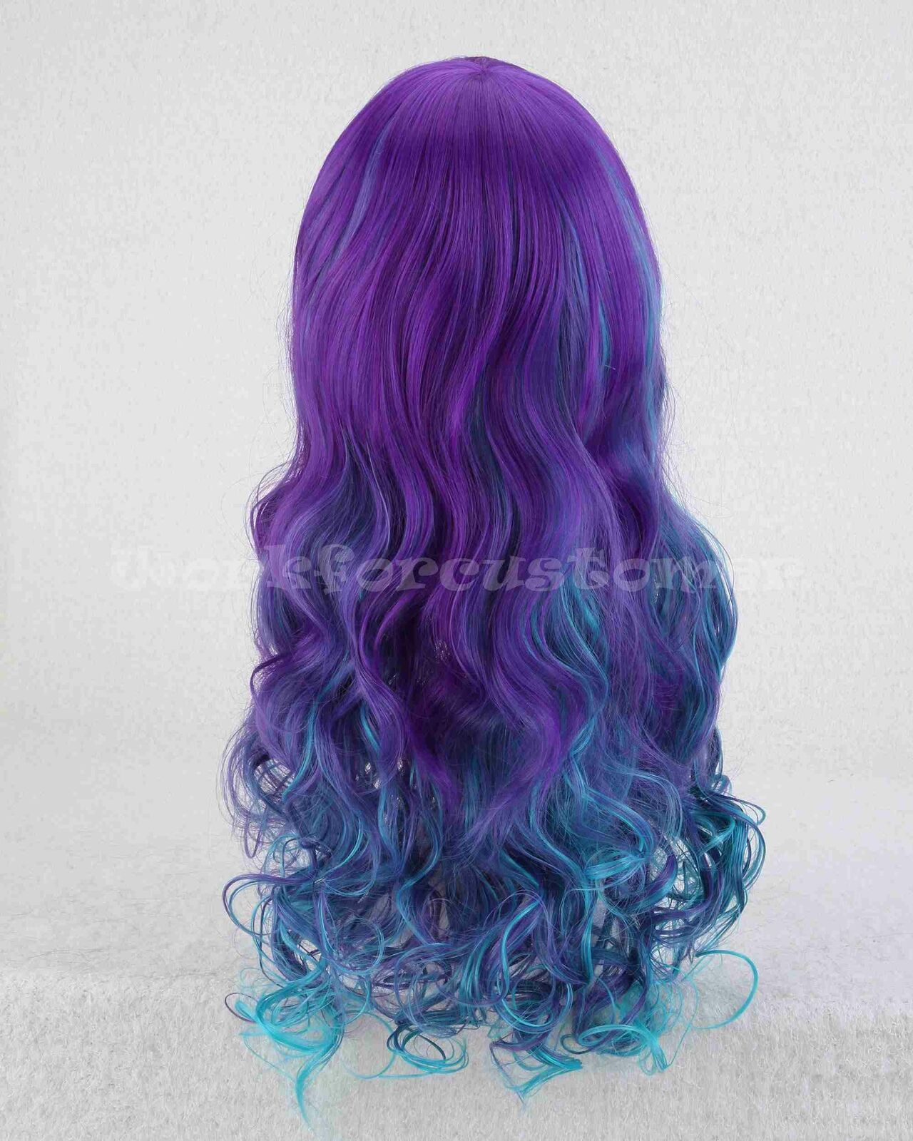 Fashion Women Body Wave Hair With Bangs Colorful Color Blue Purple Synthenic Wigs