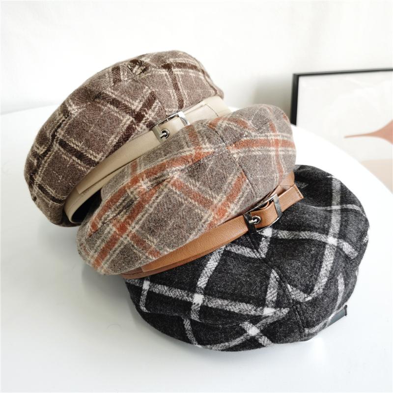 Berets Japanese Retro Case Grain Cloth Beret Children Autumn Han Edition Joker British Painter Hat Fashion Belt Buckle, Brown 
Berets Japanese Retro Case Grain Cloth Beret Children Autumn Han Edition Joker British Painter Hat Fashion Belt Buckle, Brown
