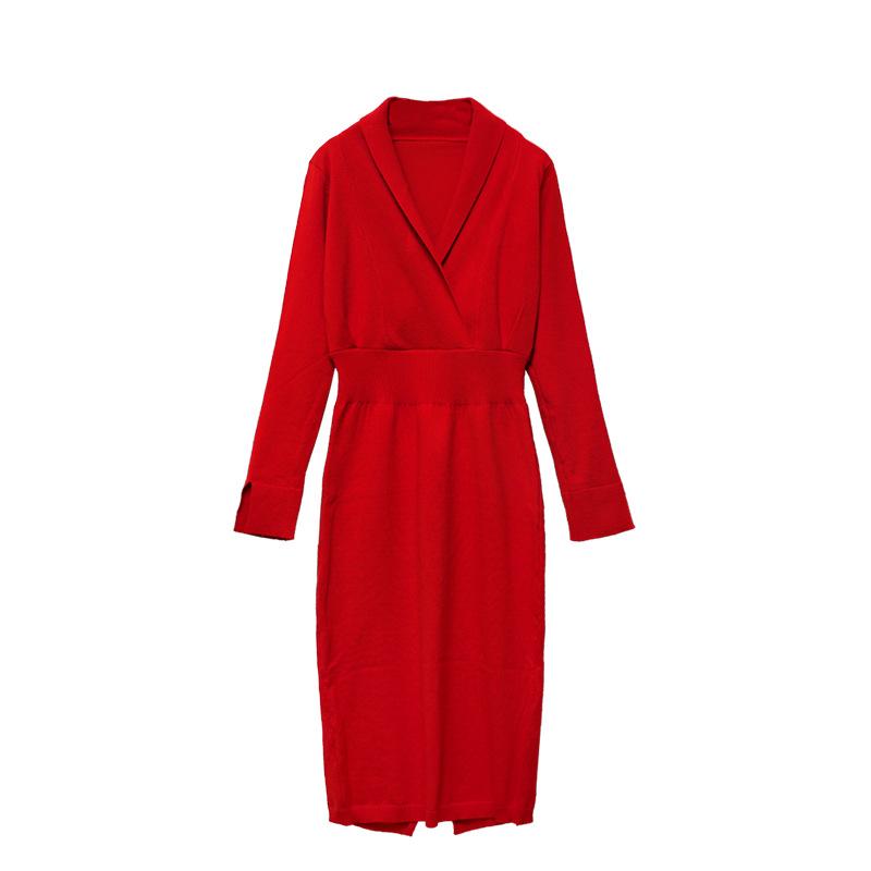 Elegant Tweed Women Lapel Long Sleeve High Waist Belt Knitted Temperament Female Autumn Fashion EVenign Party Sexy Midi Dress Casual Dresses