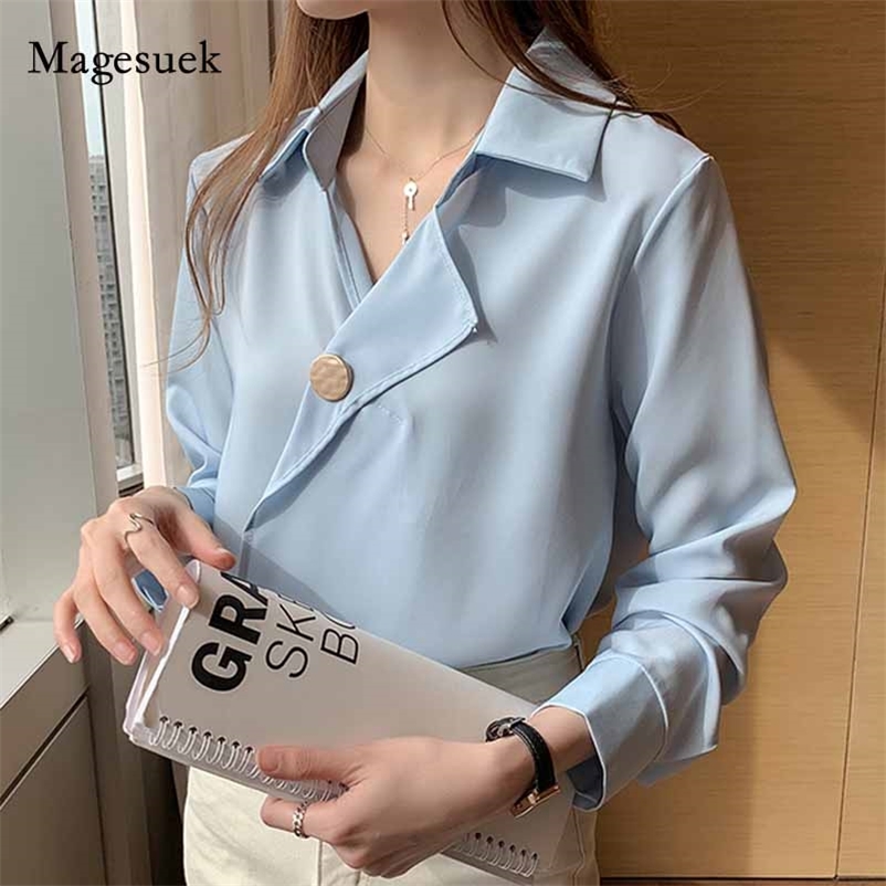Chic Woman Shirt V-neck Chiffon Blouse White Tops and Blouses Autumn Long Sleeve Cardigan Chemisier Korean Clothes 10684 210518, Blue
Chic Woman Shirt V-neck Chiffon Blouse White Tops and Blouses Autumn Long Sleeve Cardigan Chemisier Korean Clothes 10684 210518, Blue