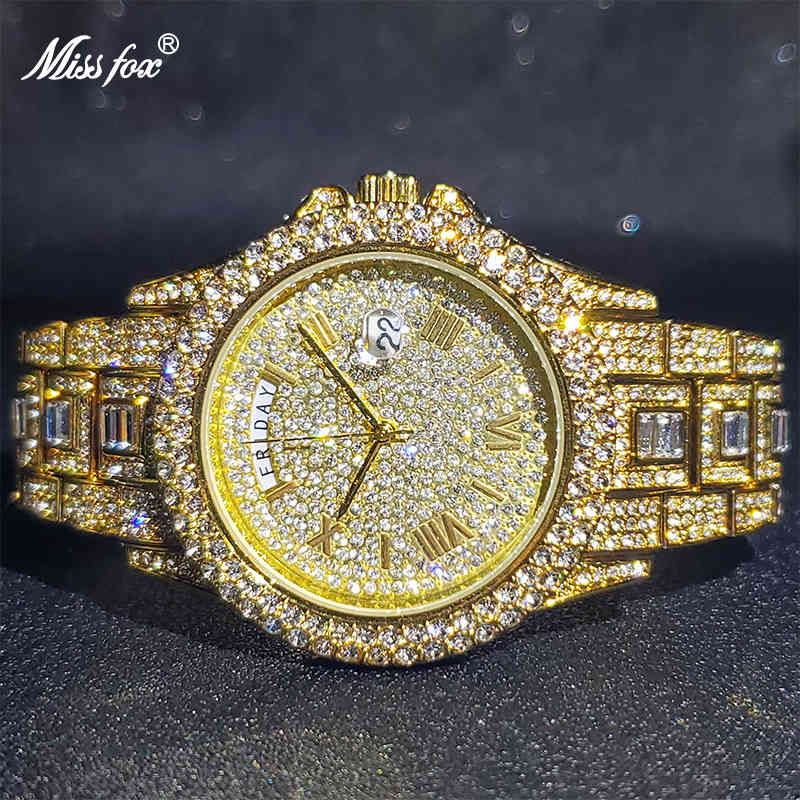 MISSFOX Luxury Brand Reloj Hombre Iced Out 18K Gold Diamond Datejust Watches Display Week Calendar Watch Dropshipping Timepieces, V320r-silver
MISSFOX Luxury Brand Reloj Hombre Iced Out 18K Gold Diamond Datejust Watches Display Week Calendar Watch Dropshipping Timepieces, V320r-silver