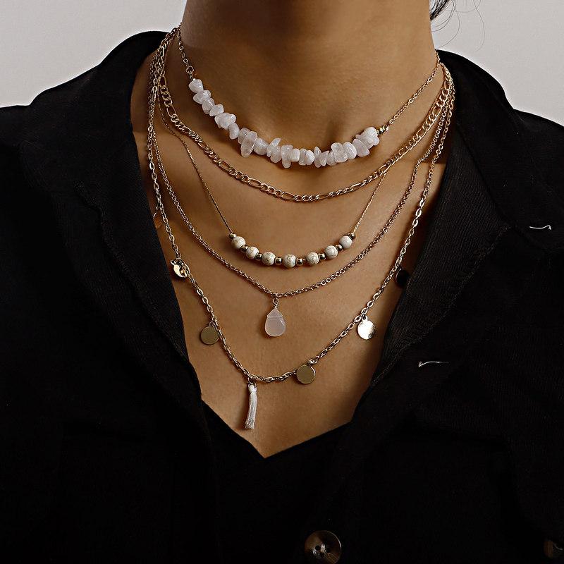 Pendant Necklaces Vintage Boho Mutltilayer Natural Stone Choker Tound Tassel Chain Gold Color Necklace For Women Party Fashion Jewelry
Pendant Necklaces Vintage Boho Mutltilayer Natural Stone Choker Tound Tassel Chain Gold Color Necklace For Women Party Fashion Jewelry