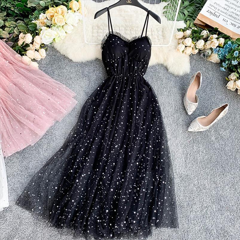 summer runway sweet womens dress spaghetti strap pink black long elegant sequined shining fairy verano vestidos, Black;gray
summer runway sweet womens dress spaghetti strap pink black long elegant sequined shining fairy verano vestidos, Black;gray
