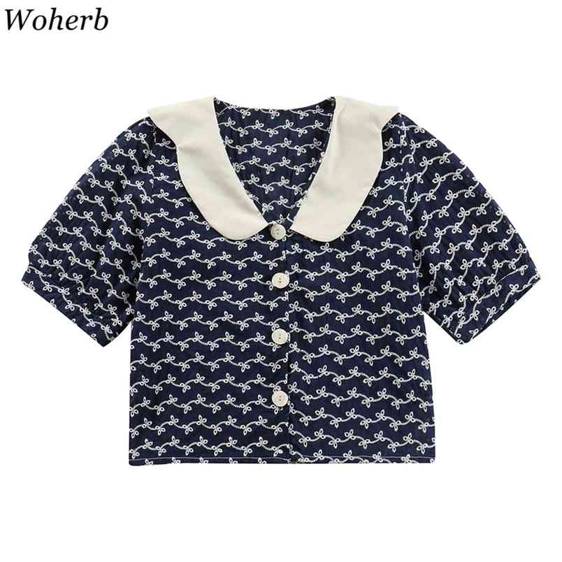 Blouse Women Summer Loose Short-sleeve Print Shirt Korean Temperament Peter Pan Collar Slim Fit Tops Elegant Blusas Mujer 210519, Black
Blouse Women Summer Loose Short-sleeve Print Shirt Korean Temperament Peter Pan Collar Slim Fit Tops Elegant Blusas Mujer 210519, Black