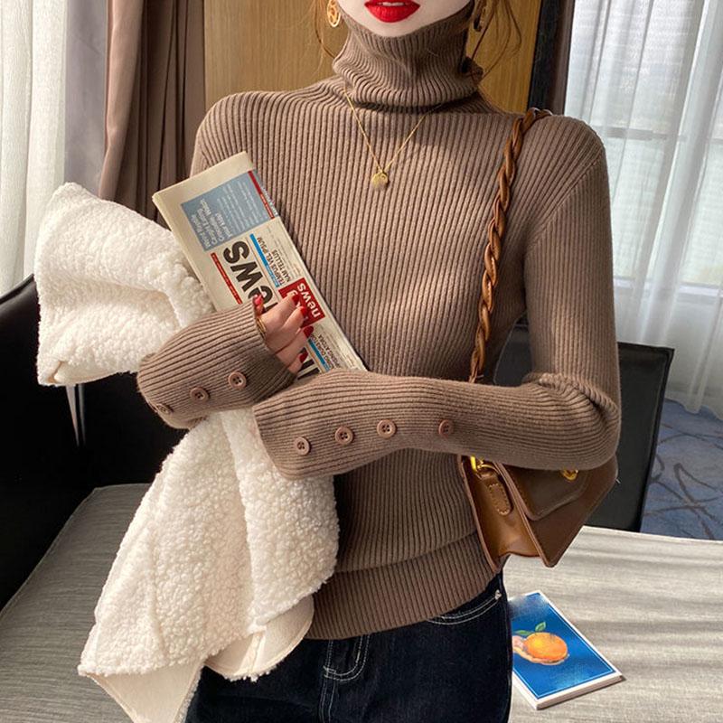 Women's Sweaters Lucyever Fashion Thread Turtleneck Women 2022 Spring Button Sleeves Knitting Jumpers Woman Slim Fit Wild Female Tops, Green
Women's Sweaters Lucyever Fashion Thread Turtleneck Women 2022 Spring Button Sleeves Knitting Jumpers Woman Slim Fit Wild Female Tops, Green