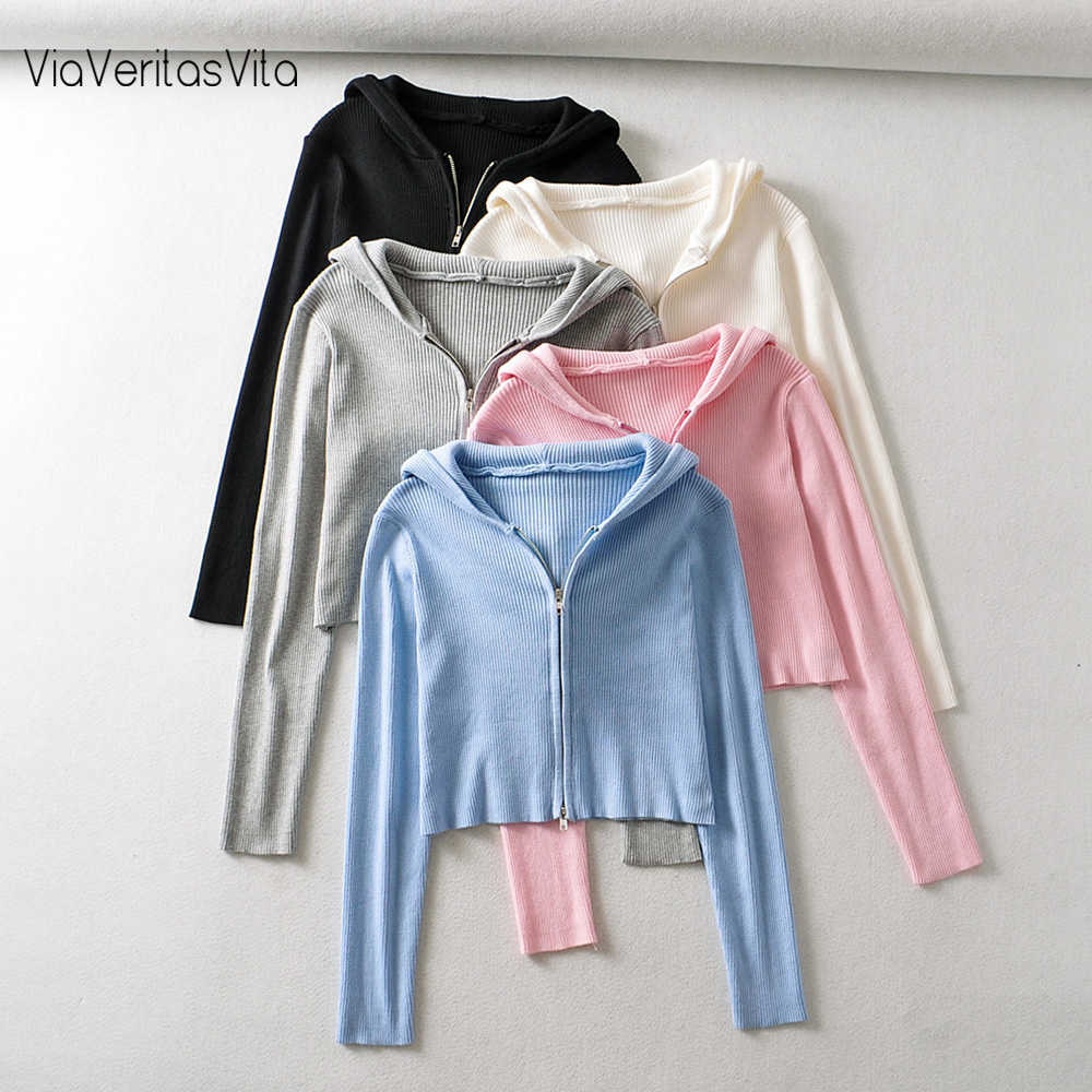 Zip-up Cardigan Women Jacket Outwear Mujer Zoravcky Basic Coat Jogger Short Sport Hoddied Crop Top Femme Casual Autumn 210914