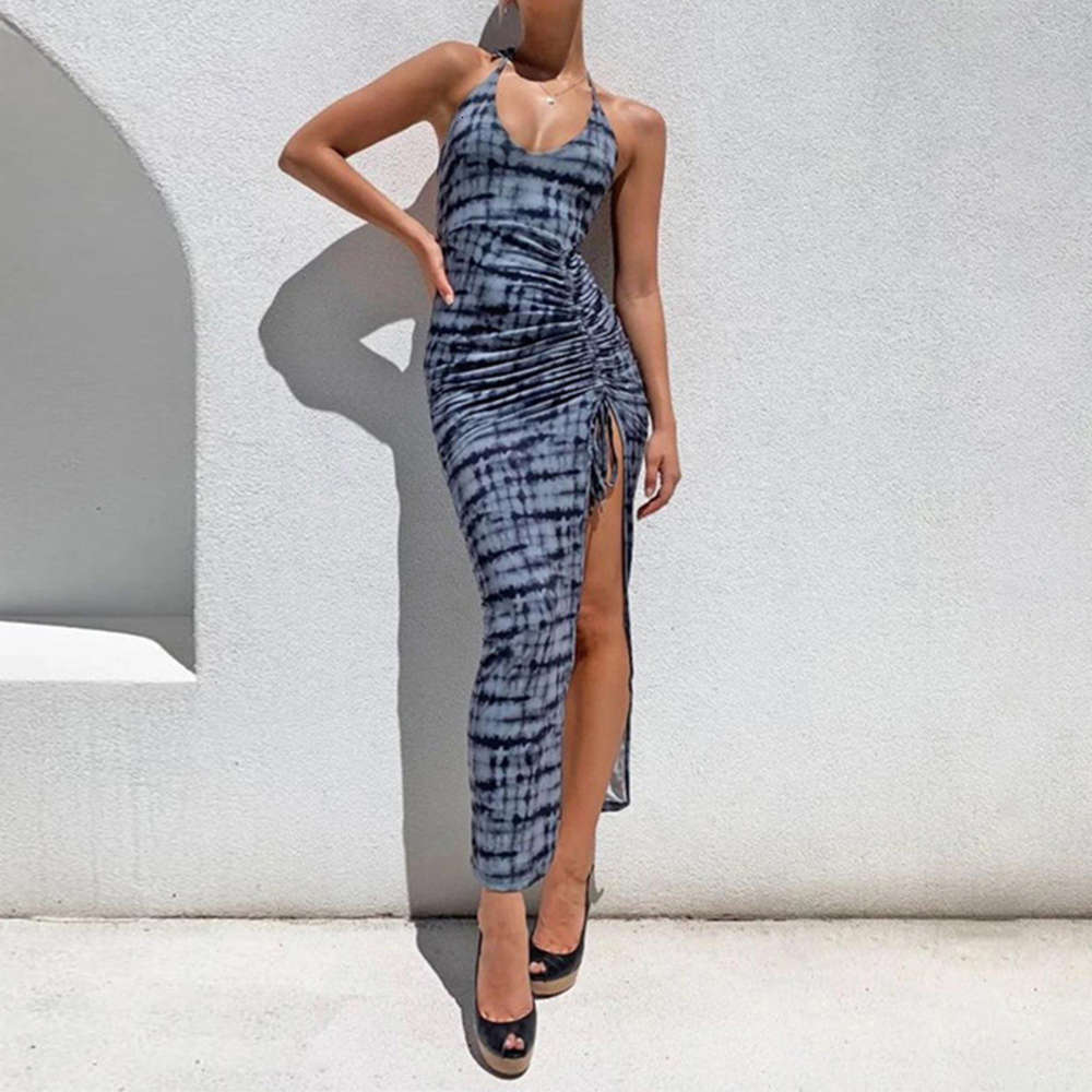 Summer holiday high waist long skirt split tie dye slim sexy suspender dress, Black;gray
Summer holiday high waist long skirt split tie dye slim sexy suspender dress, Black;gray