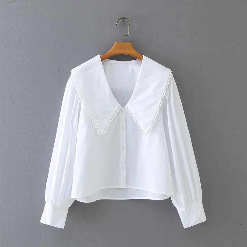 Woman Turndown Collar White Poplin Shirt Casual Femme Long sleeve Blouse Lady Loose Tops Smock Blusas S8002 210721, As pic
Woman Turndown Collar White Poplin Shirt Casual Femme Long sleeve Blouse Lady Loose Tops Smock Blusas S8002 210721, As pic
