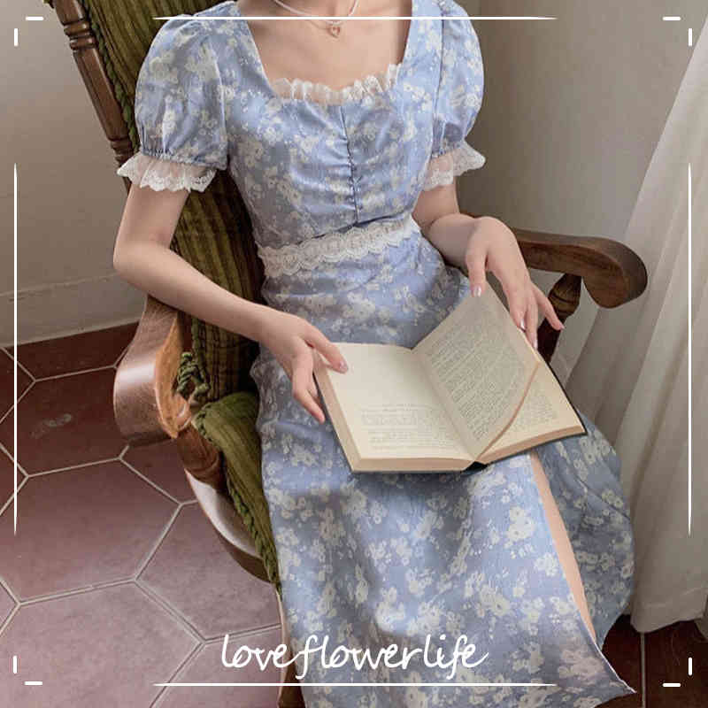 French Floral Design Vintage Midi Dresses Women Short Sleeve Sweet Elegant Dress Females Dress Korean Summer Chic 210521, As picture
French Floral Design Vintage Midi Dresses Women Short Sleeve Sweet Elegant Dress Females Dress Korean Summer Chic 210521, As picture