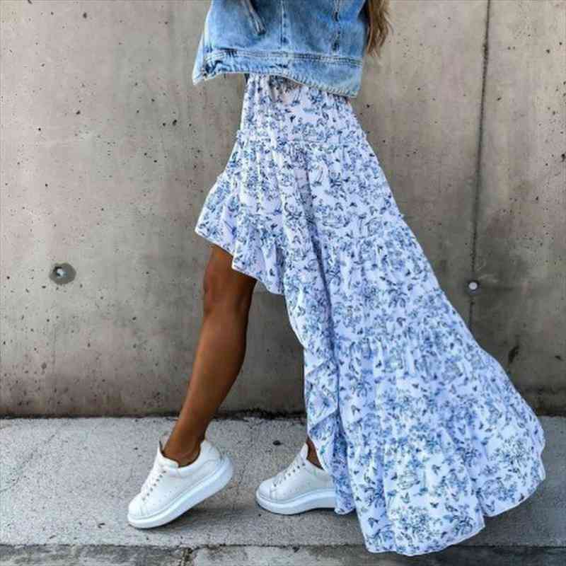 Ladies Summer Boho Beach Bottoms High Waist Floral Printing Skirts Women Casual Fashion Flared Asymmetric Long Skirt Vacation, Black
Ladies Summer Boho Beach Bottoms High Waist Floral Printing Skirts Women Casual Fashion Flared Asymmetric Long Skirt Vacation, Black