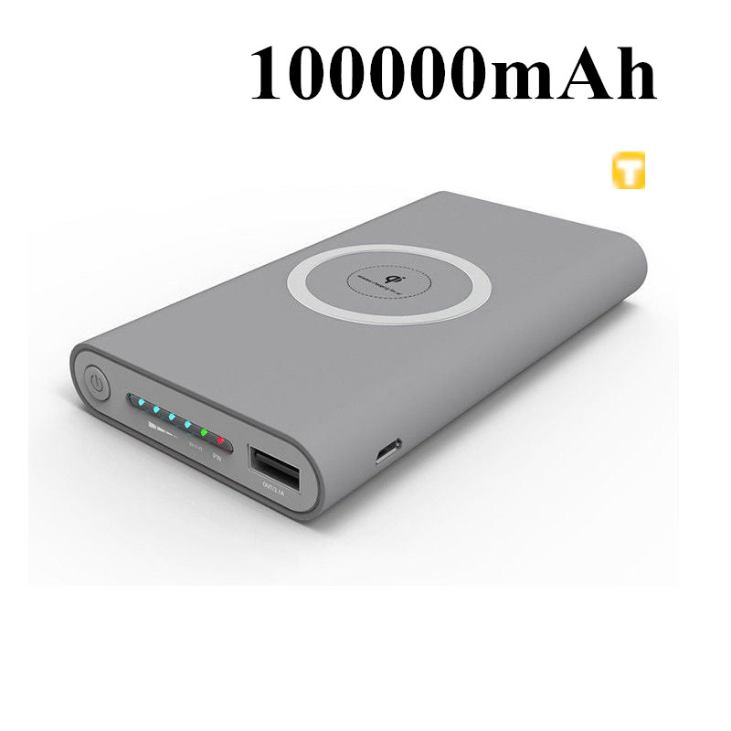 100000mAh QI Wireless Charger Power Bank USB Poverbank External Battery Fast Wireless Charging Powerbank
