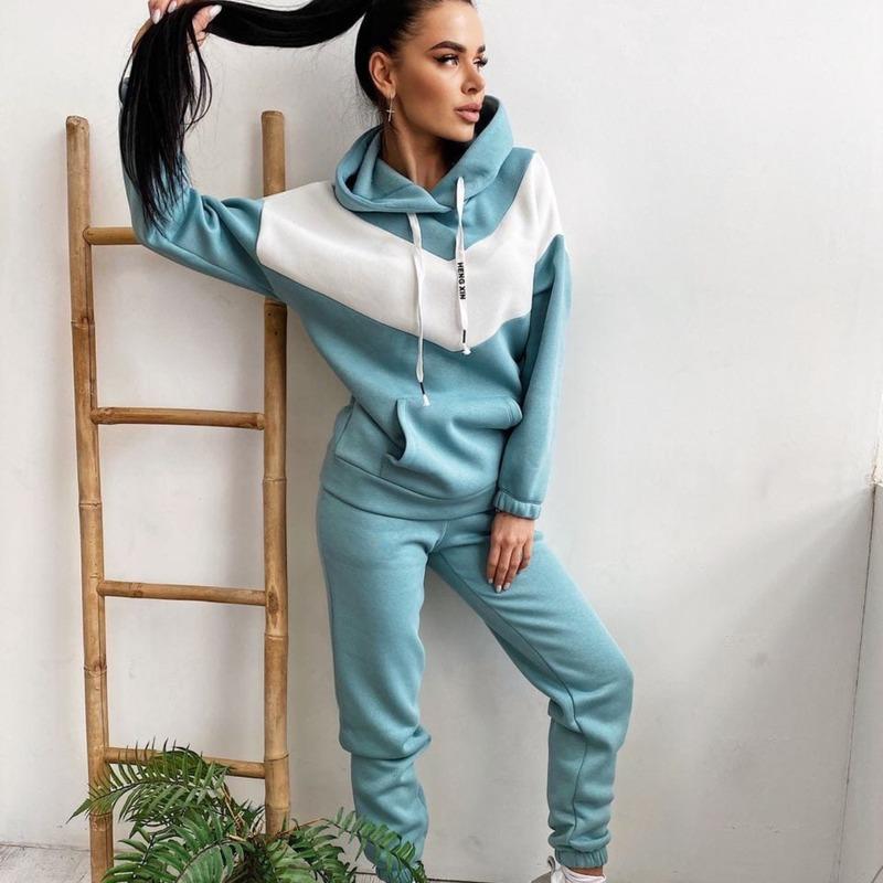 Women's Two Piece Pants Patchwork Tracksuit Winter Pocket Long Sleeve Suit Hooded Trouser Suits Hoodies Casual Set Woman 2 Pieces, White
Women's Two Piece Pants Patchwork Tracksuit Winter Pocket Long Sleeve Suit Hooded Trouser Suits Hoodies Casual Set Woman 2 Pieces, White