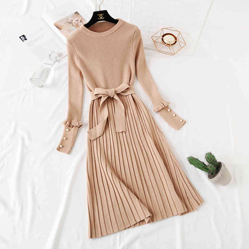 Casual Dresses Women Fall & Winter Solid Brief Waistband Slim Long Sleeves with Beading Knee-length Ladies Knitted Pleated BN0K, Coffee
Casual Dresses Women Fall & Winter Solid Brief Waistband Slim Long Sleeves with Beading Knee-length Ladies Knitted Pleated BN0K, Coffee