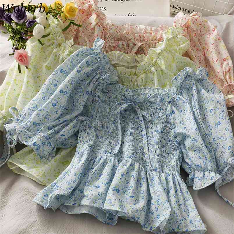 Korean Fashion Casual Summer Sexy Mesh Blouse Top Floral Print Women Puff Sleeve Off Shoulder Ruffle Crop Shirts Blusas 210519, Pink 
Korean Fashion Casual Summer Sexy Mesh Blouse Top Floral Print Women Puff Sleeve Off Shoulder Ruffle Crop Shirts Blusas 210519, Pink
