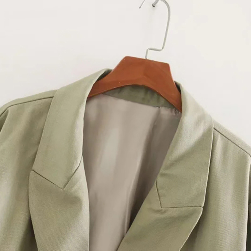 Fashion Army Green Color Short Blazer Women Patchwork Long Sleeve Work Wear Blazers Lady Pocket Single Button Coat 210414